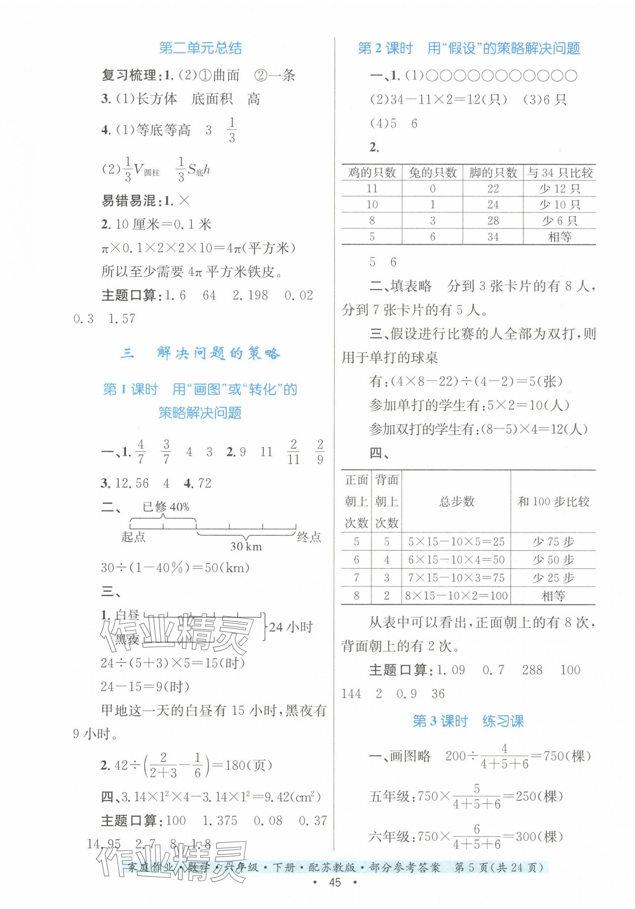 2024年家庭作業(yè)六年級數(shù)學(xué)下冊蘇教版 第5頁