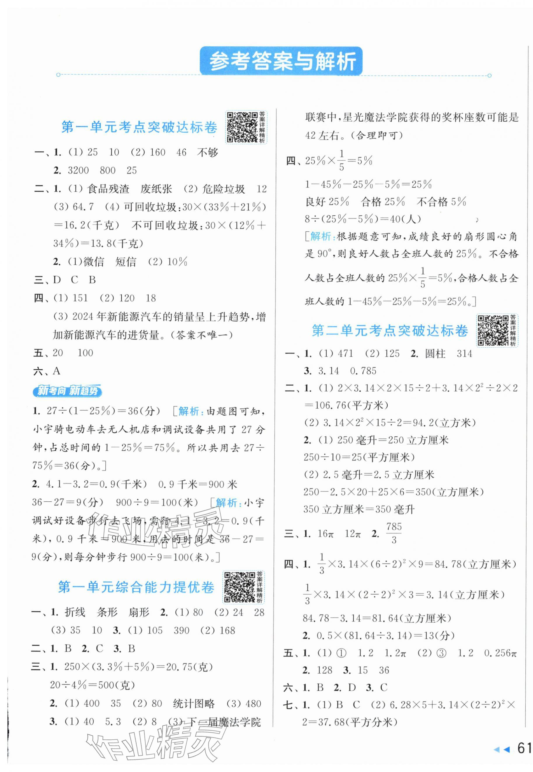 2026年亮点给力新情境素养卷六年级数学下册苏教版&nbsp;第1页