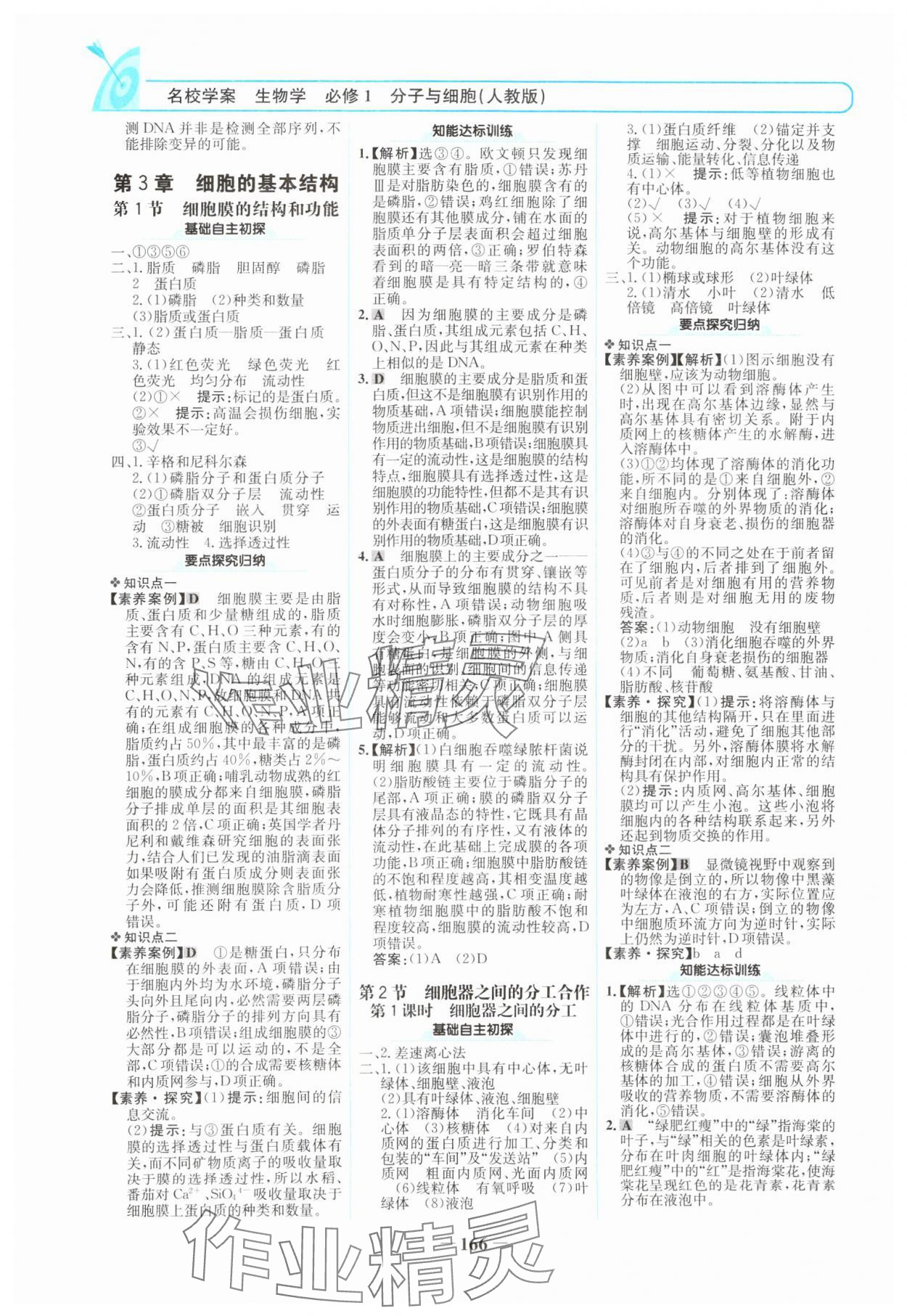 2024年名校學(xué)案高中生物必修1人教版 參考答案第5頁(yè)