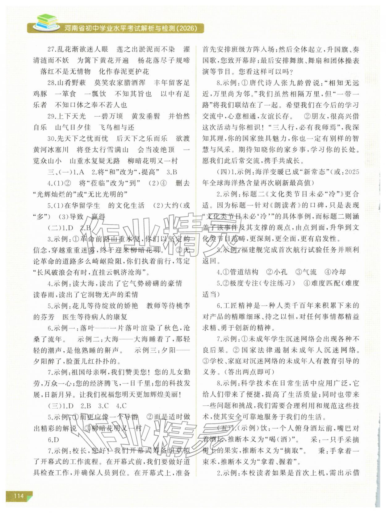 2026年河南省初中学业水平考试解析与检测语文下册&nbsp;第2页