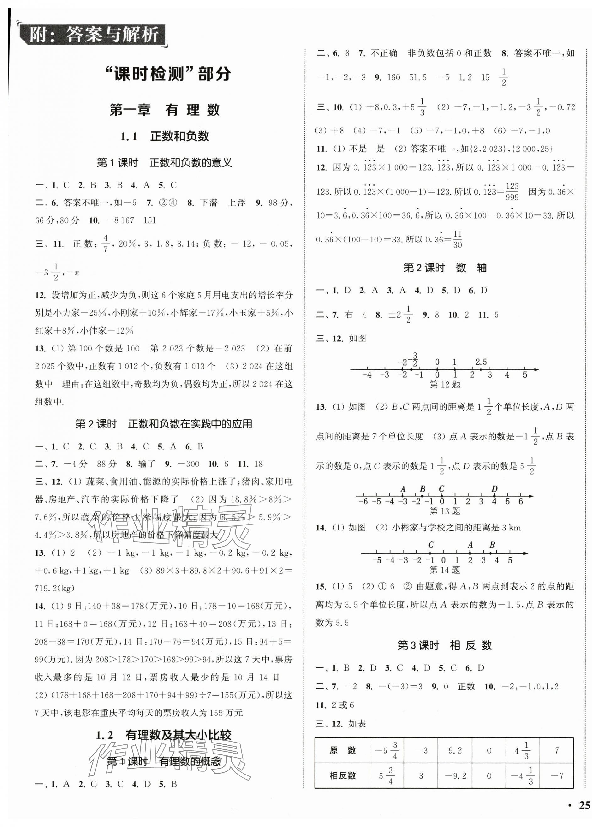 2025年通城学典活页检测七年级数学上册人教版 第1页