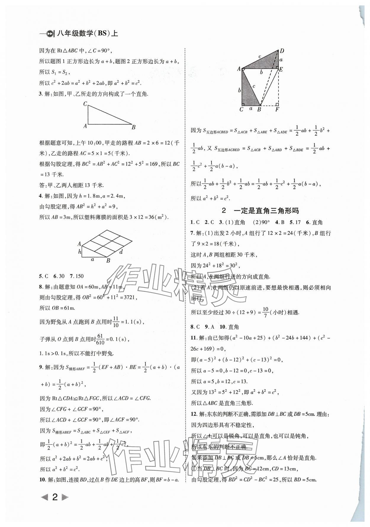 2023年胜券在握打好基础作业本八年级数学上册北师大版 第2页