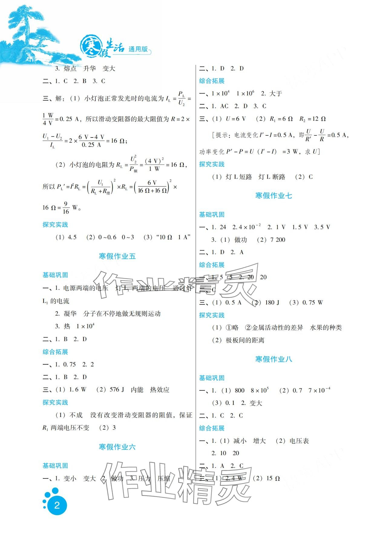 2024年寒假生活河北少年儿童出版社九年级物理 第2页