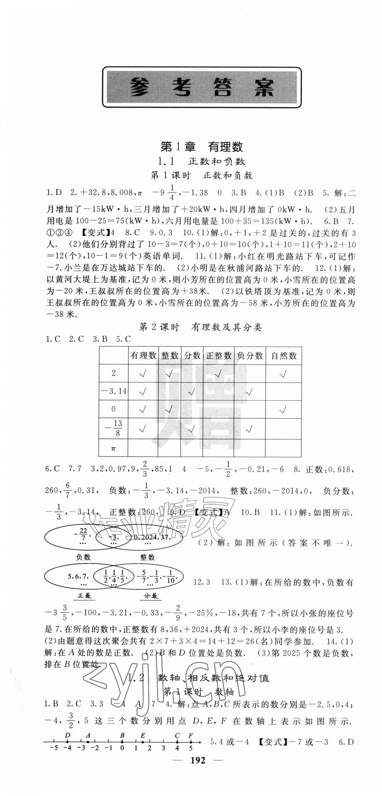 2026年课堂点睛七年级数学上册沪科版&nbsp;第1页