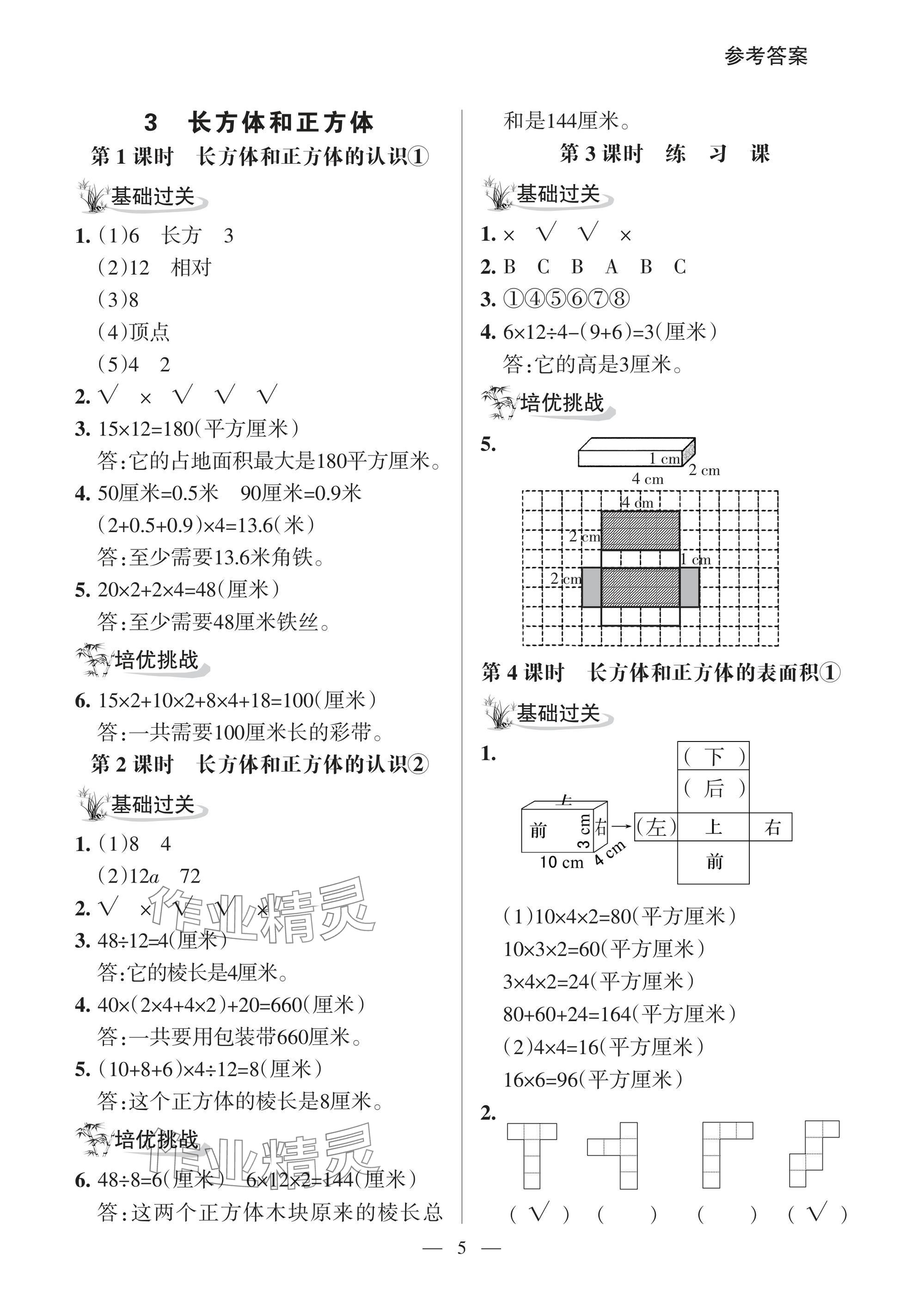 2025年配套練習(xí)與檢測五年級數(shù)學(xué)下冊人教版 參考答案第5頁