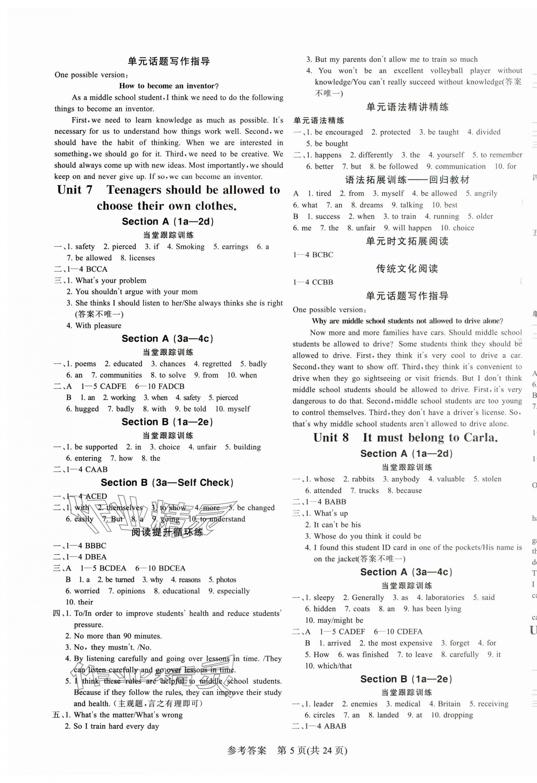 2025年課堂過關(guān)循環(huán)練九年級英語全一冊人教版 第5頁