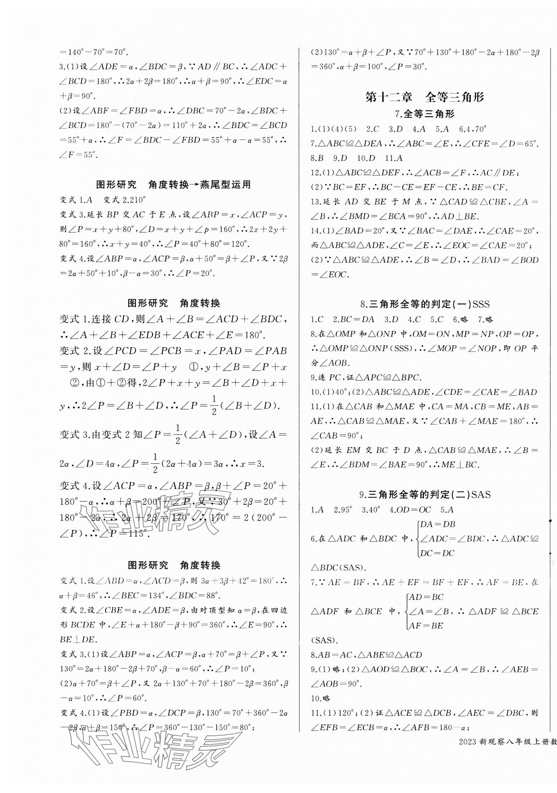 2023年思維新觀察課時(shí)作業(yè)本八年級(jí)數(shù)學(xué)上冊(cè) 第3頁