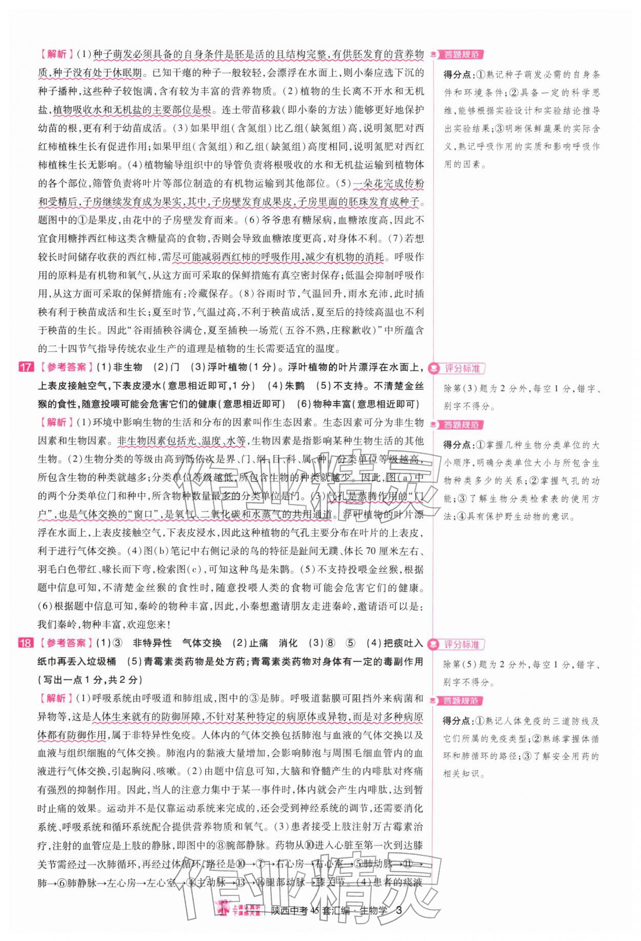 2026年金考卷45套汇编生物中考人教版陕西专版&nbsp;第3页