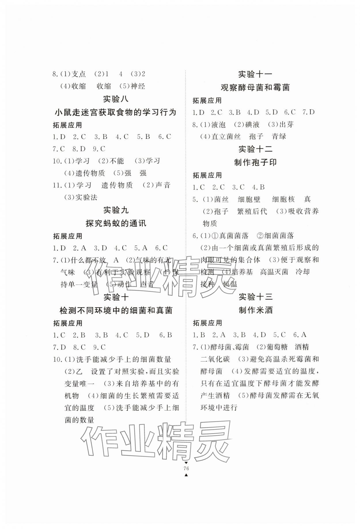 2024年实验报告册江西教育出版社八年级生物上册人教版 第2页