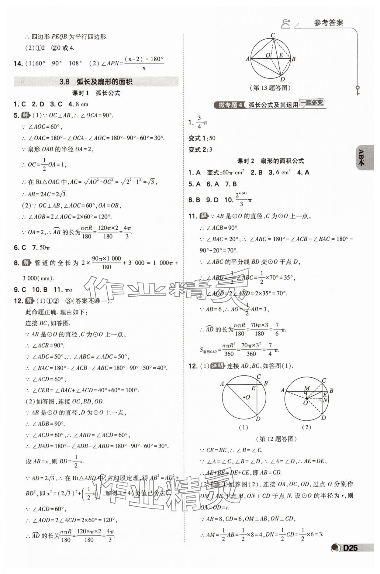 2024年少年班九年級數學全一冊浙教版 參考答案第24頁