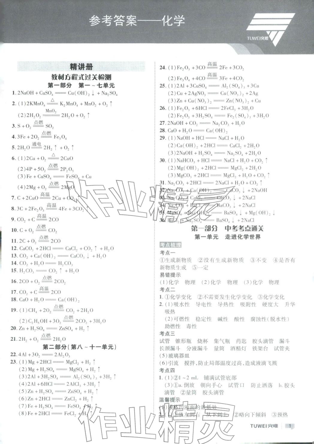 2026年突唯中考中考总复习九年级化学全一册通用版河南专版&nbsp;第1页