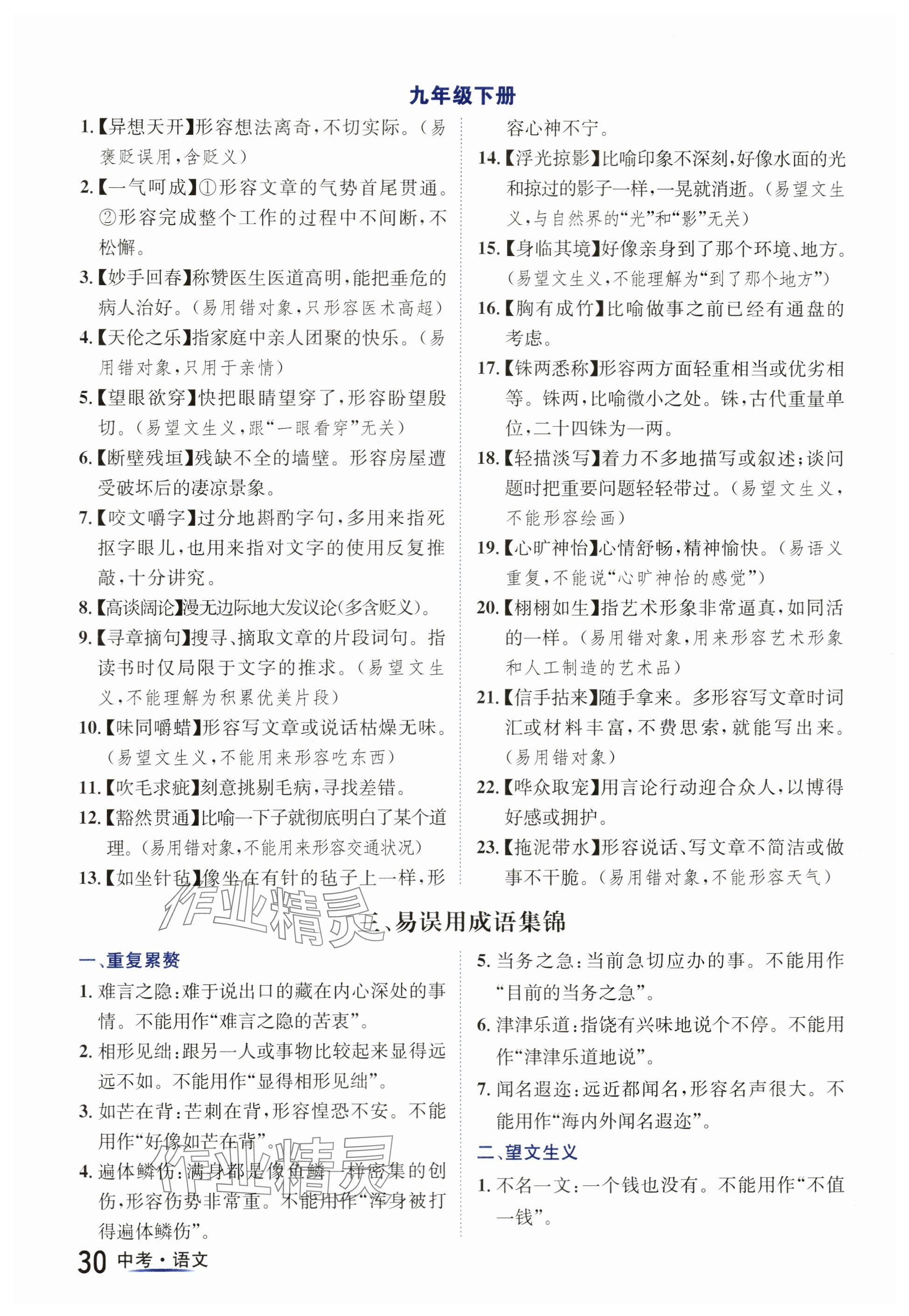 2024年國華圖書中考拐點語文南充專版 參考答案第30頁