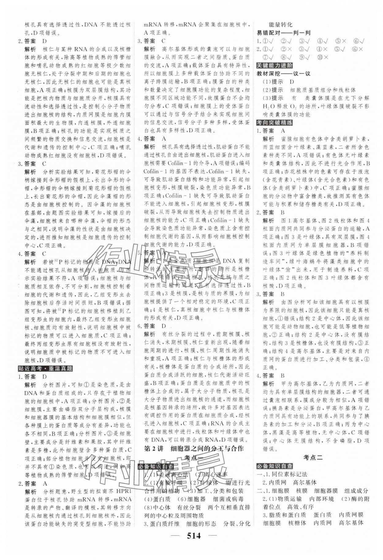 2025年高考調(diào)研高考總復(fù)習(xí)講義高中生物全一冊(cè)人教版 參考答案第6頁(yè)