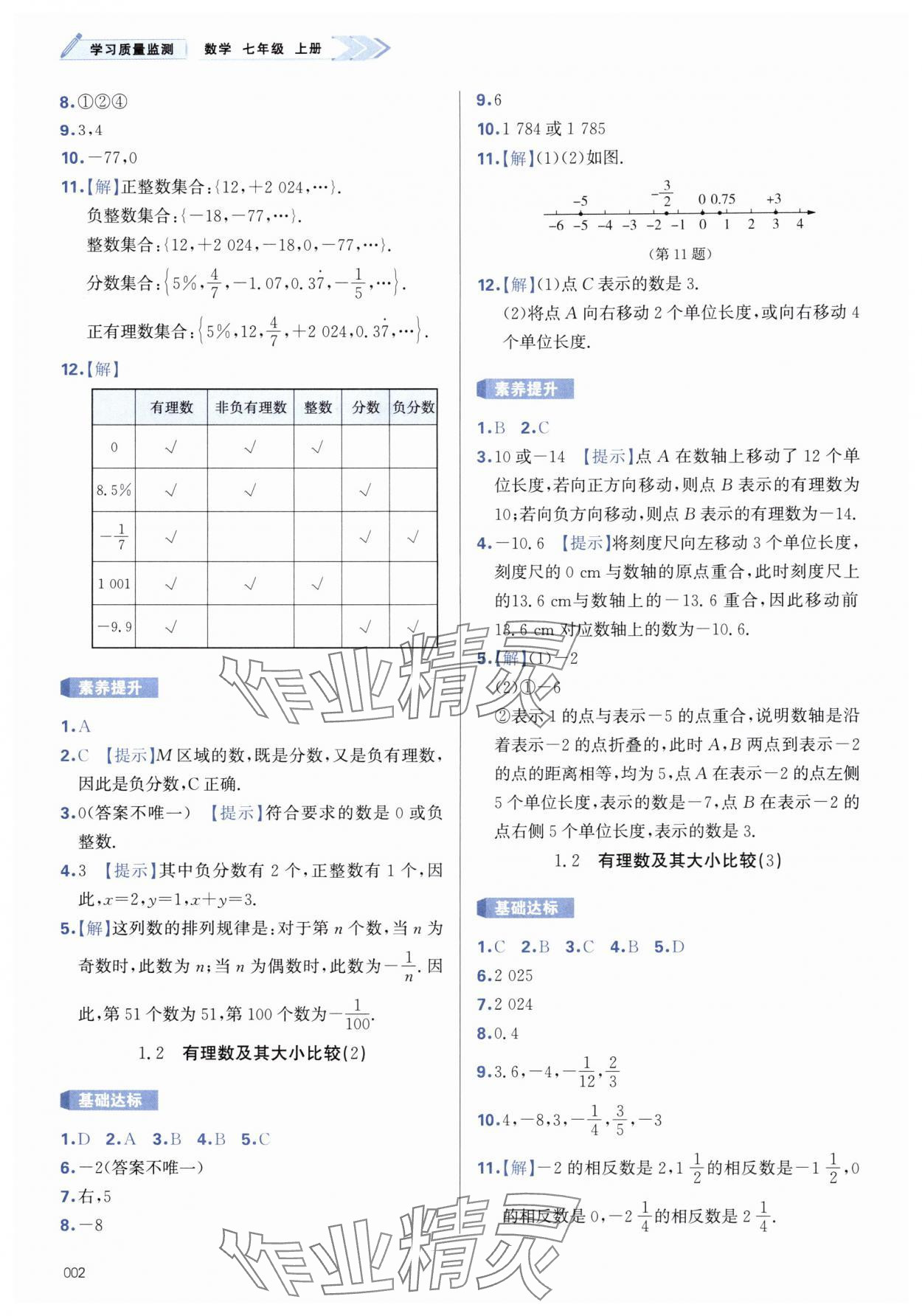 2025年学习质量监测七年级数学上册人教版 第2页