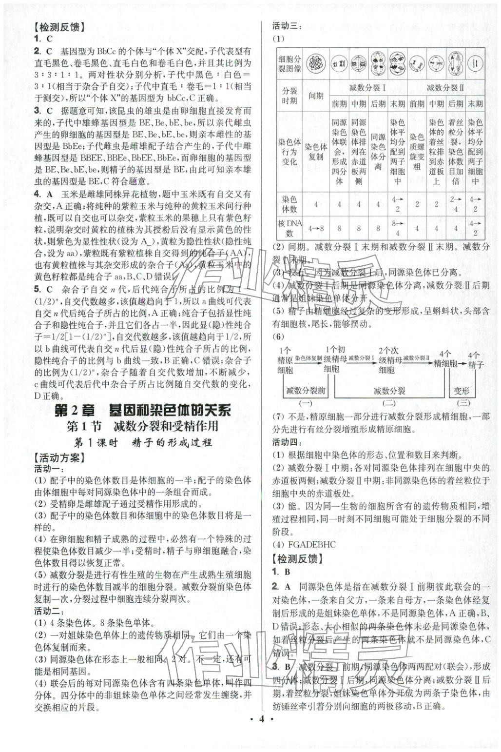 2025年活动单导学课程高中生物必修第二册人教版&nbsp;第4页