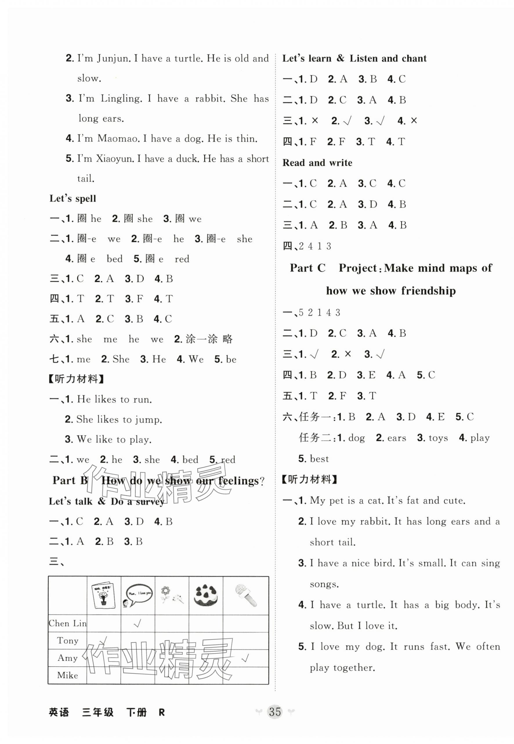 2025年课堂小作业三年级英语下册人教版 第3页