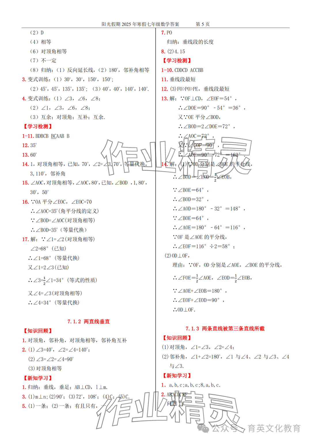2025年領跑新學期寒假培優(yōu)銜接七年級&nbsp;參考答案第21頁