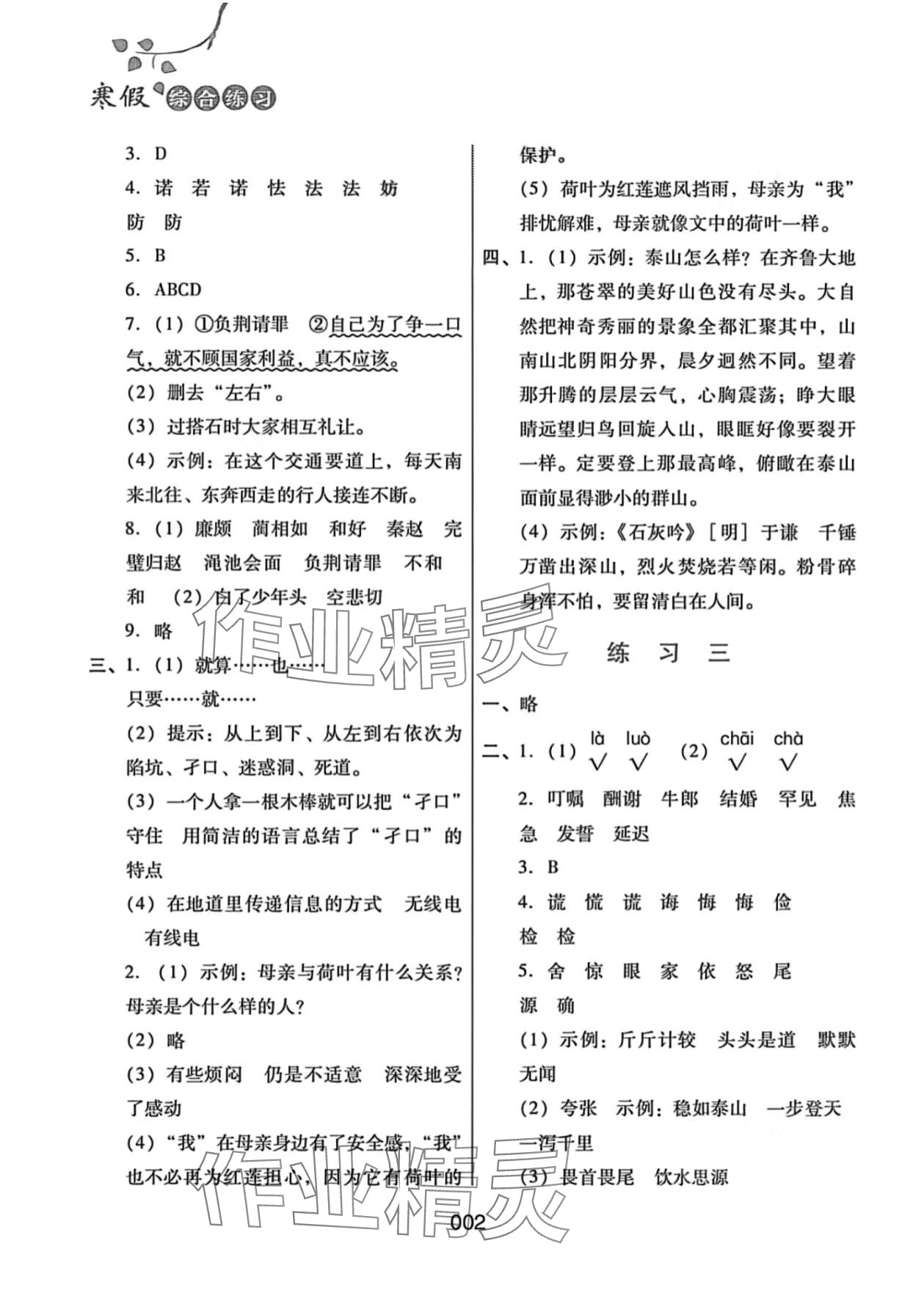 2024年寒假綜合練習五年級語文 第2頁