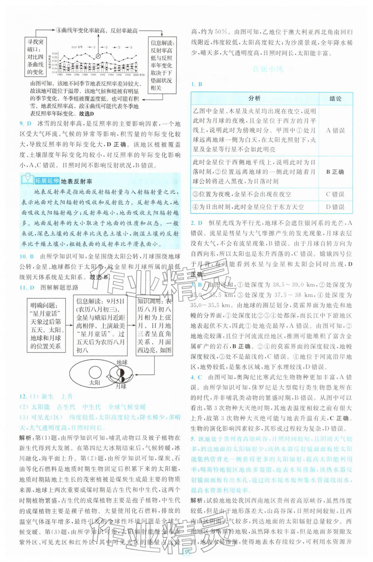 2025年小题狂做高中地理必修第一册人教版 参考答案第9页