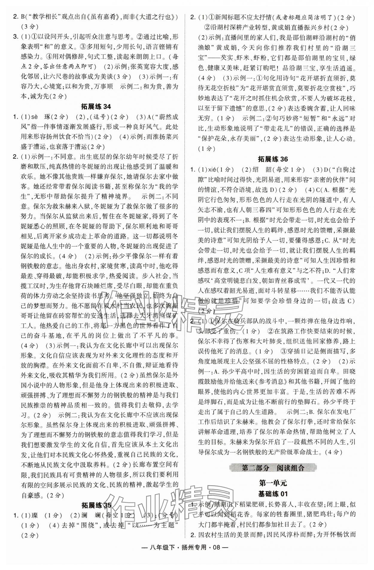 2024年學(xué)霸組合訓(xùn)練八年級語文下冊人教版揚(yáng)州專版 第8頁