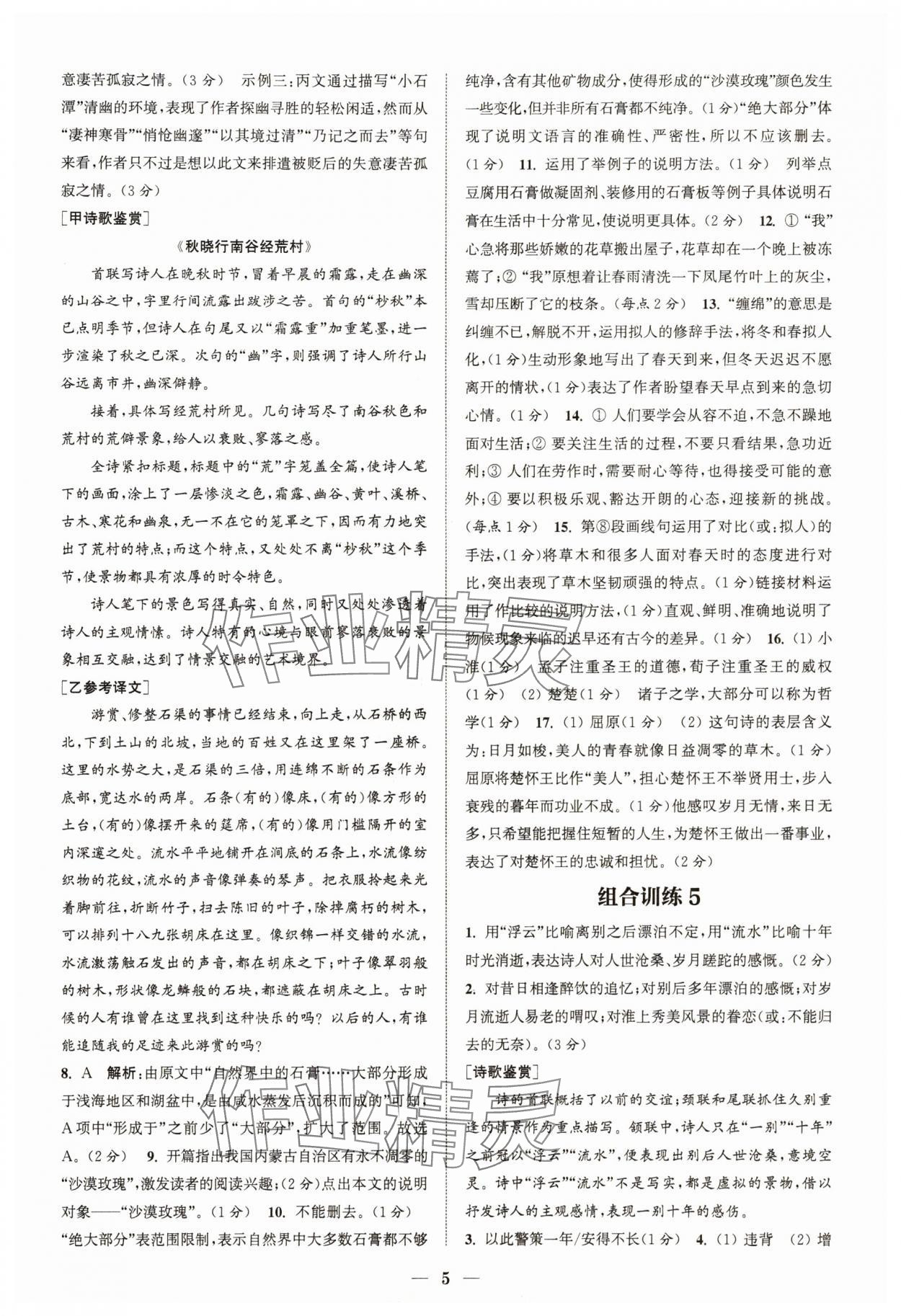 2024年通城學(xué)典初中語(yǔ)文閱讀組合訓(xùn)練八年級(jí)語(yǔ)文下冊(cè)人教版江蘇專版 參考答案第5頁(yè)