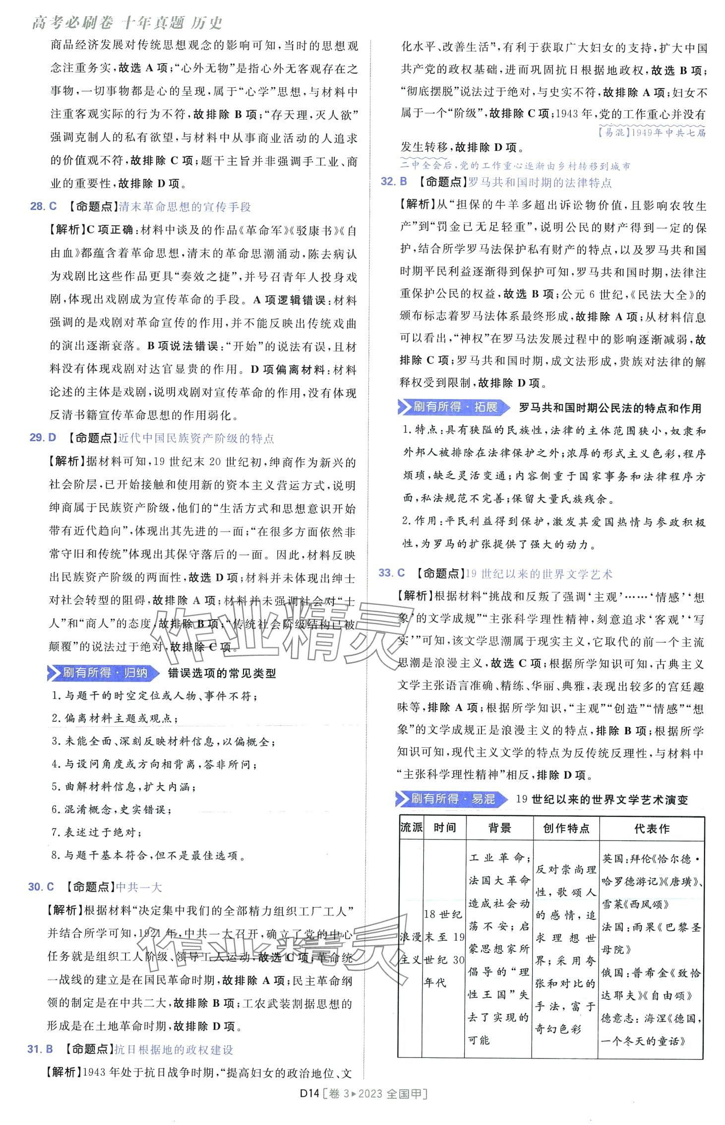 2024年高考必刷卷十年真題高中歷史全一冊(cè)人教版 第16頁