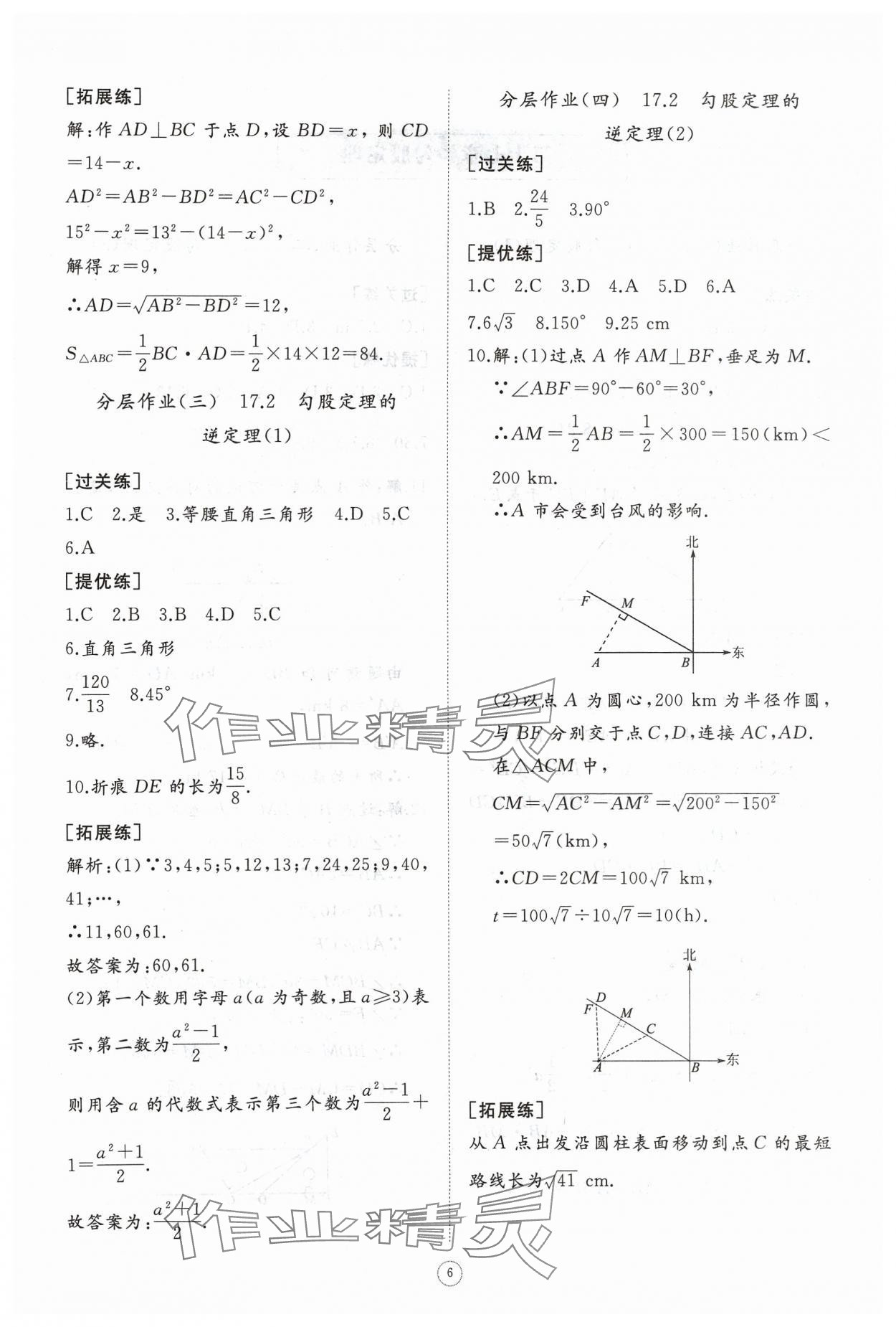 2024年同步练习册智慧作业八年级数学下册人教版 参考答案第6页