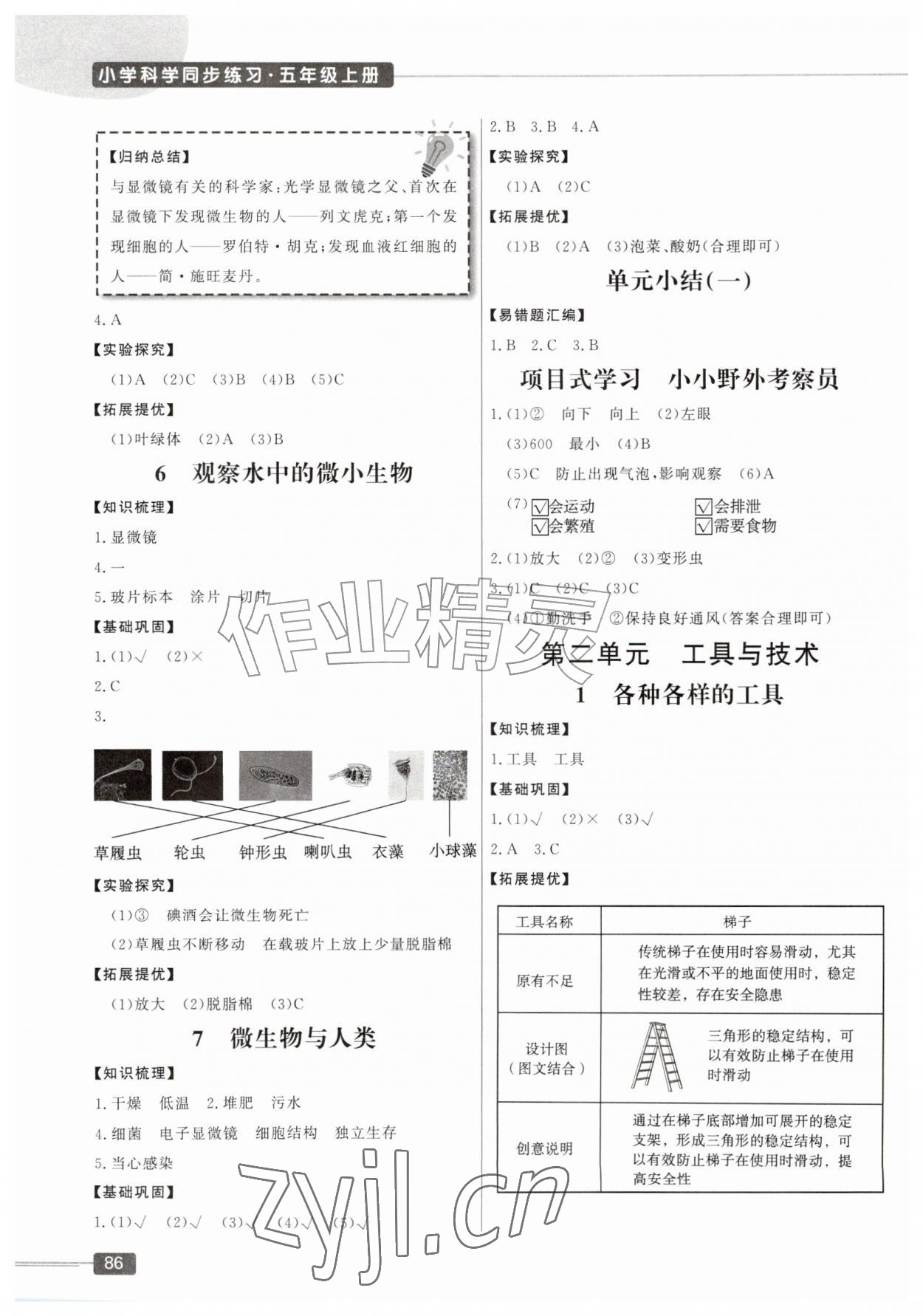 2026年同步练习山东文艺出版社五年级科学上册教科版&nbsp;第2页
