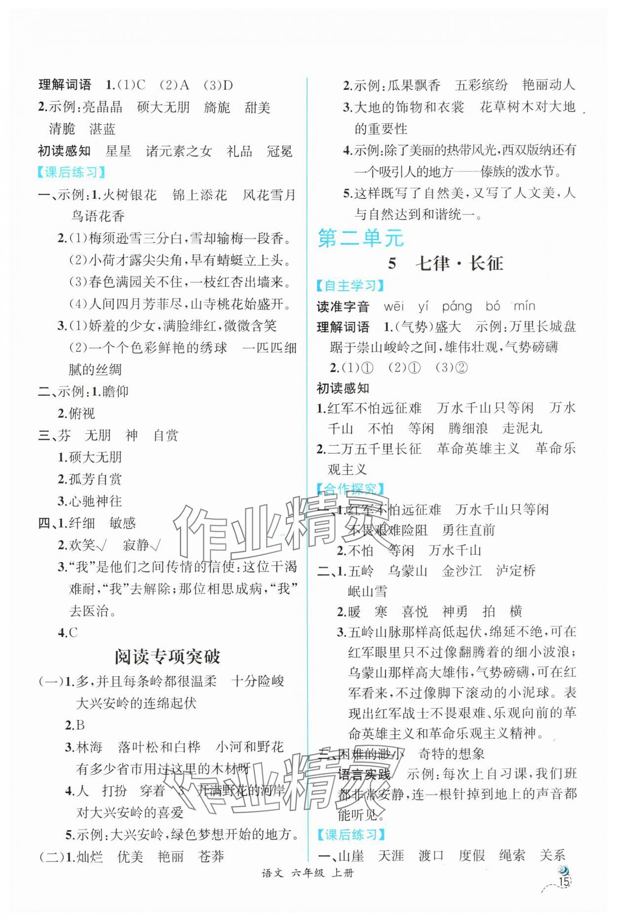 2025年人教金學典同步解析與測評六年級語文上冊人教版云南專版 第3頁