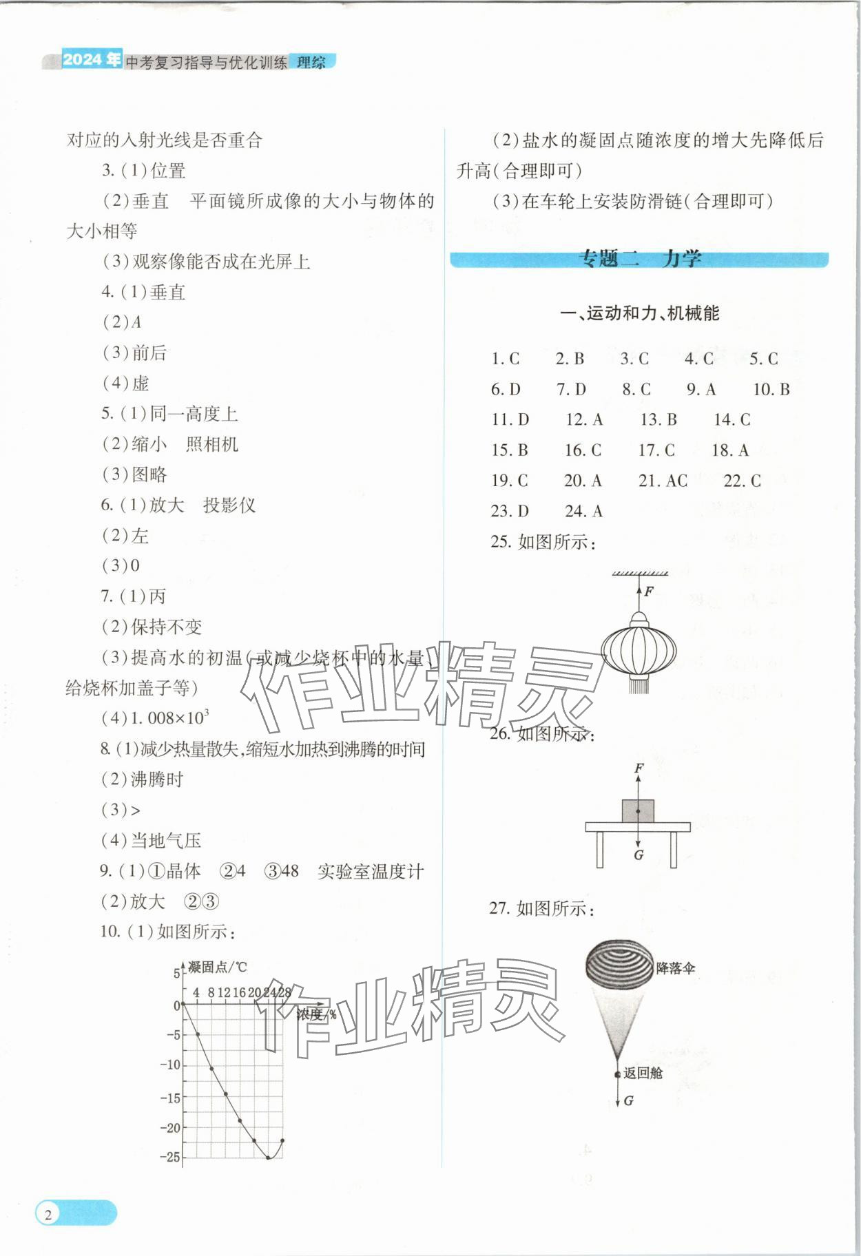 2024年中考復(fù)習(xí)指導(dǎo)與優(yōu)化訓(xùn)練理綜山西專版 參考答案第2頁