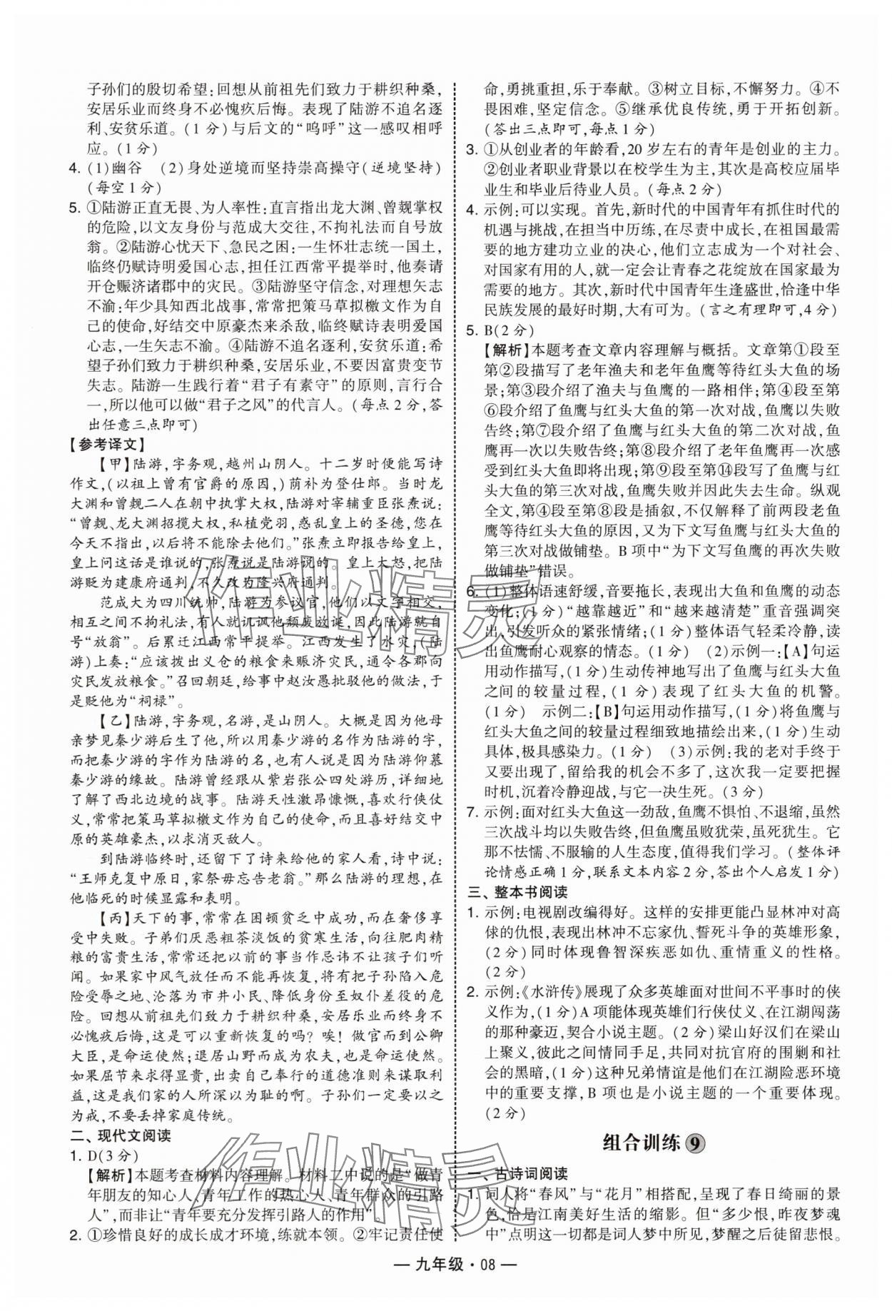 2025年學(xué)霸組合訓(xùn)練九年級語文人教版 第8頁