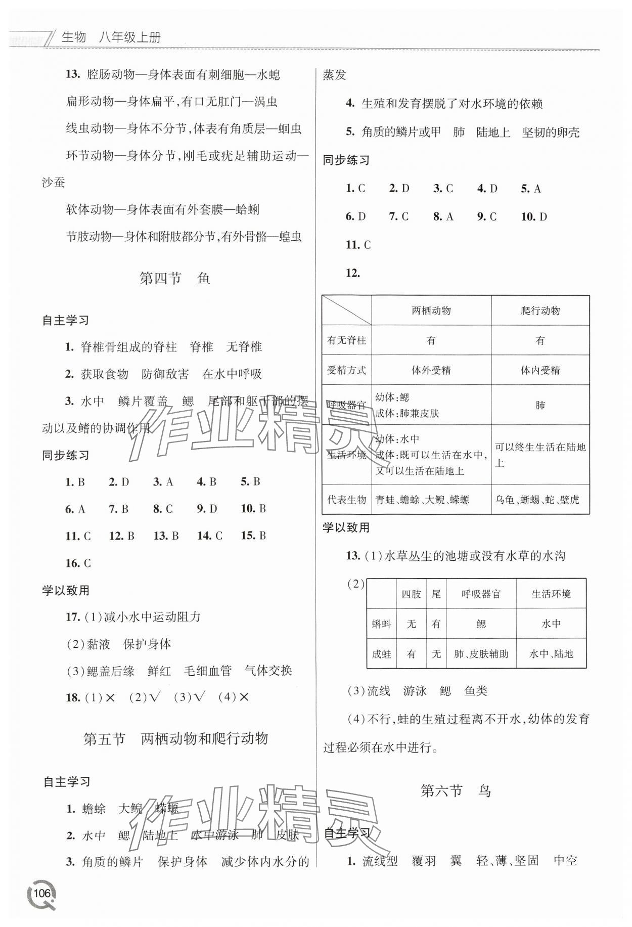 2024年同步練習(xí)冊(cè)青島出版社八年級(jí)生物上冊(cè)人教版 第2頁