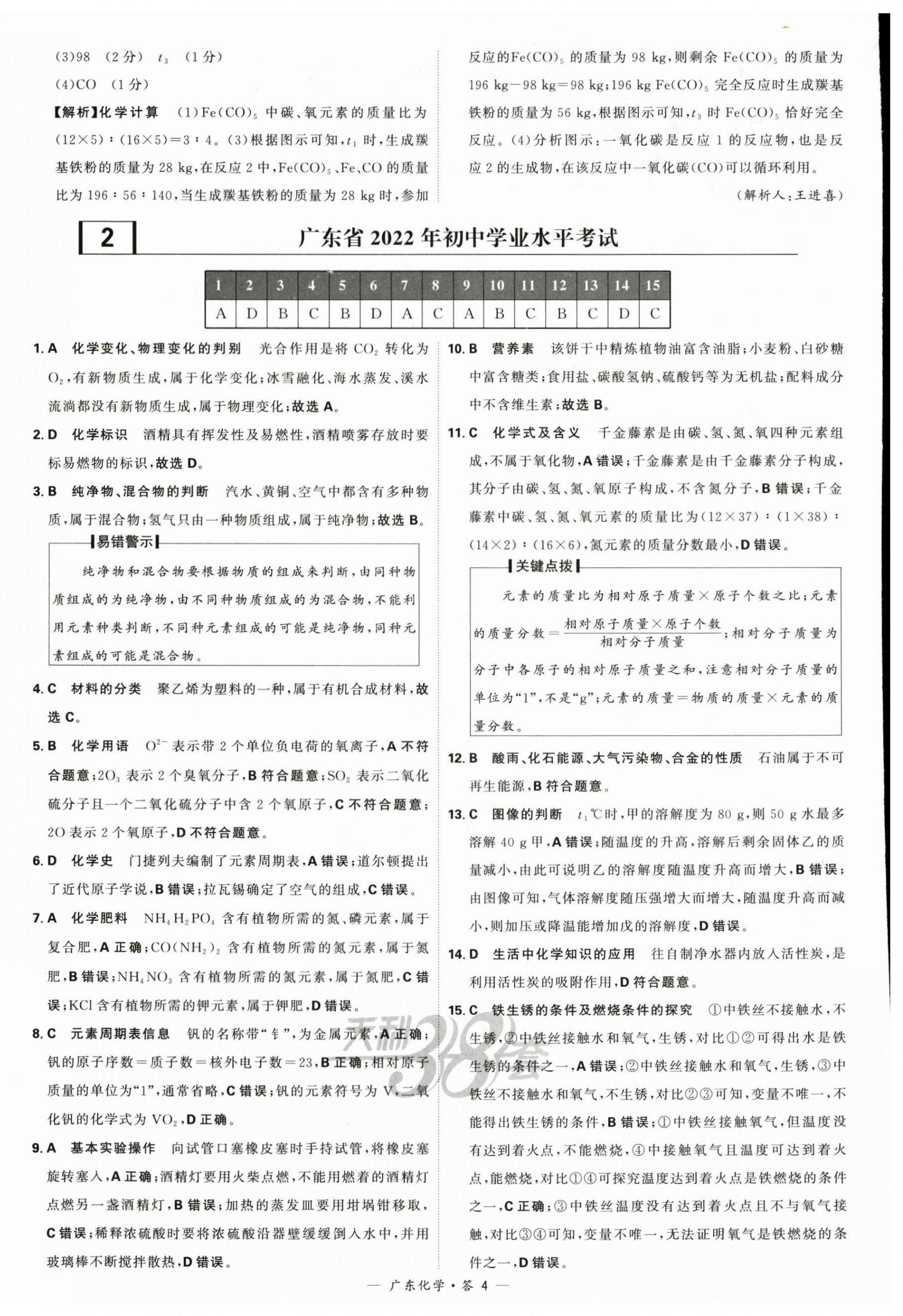 2024年天利38套中考試題精選化學(xué)廣東專版 第4頁