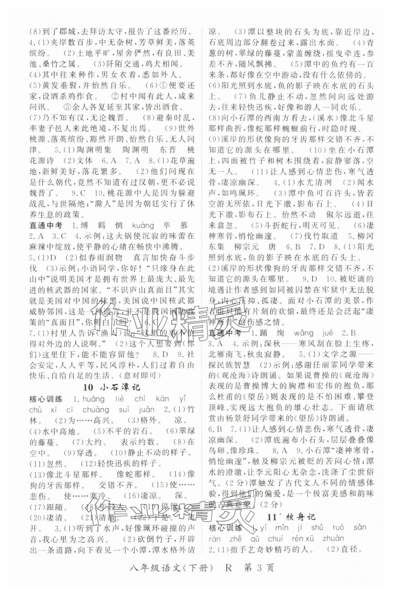 2025年啟航新課堂八年級(jí)語(yǔ)文下冊(cè)人教版 參考答案第3頁(yè)