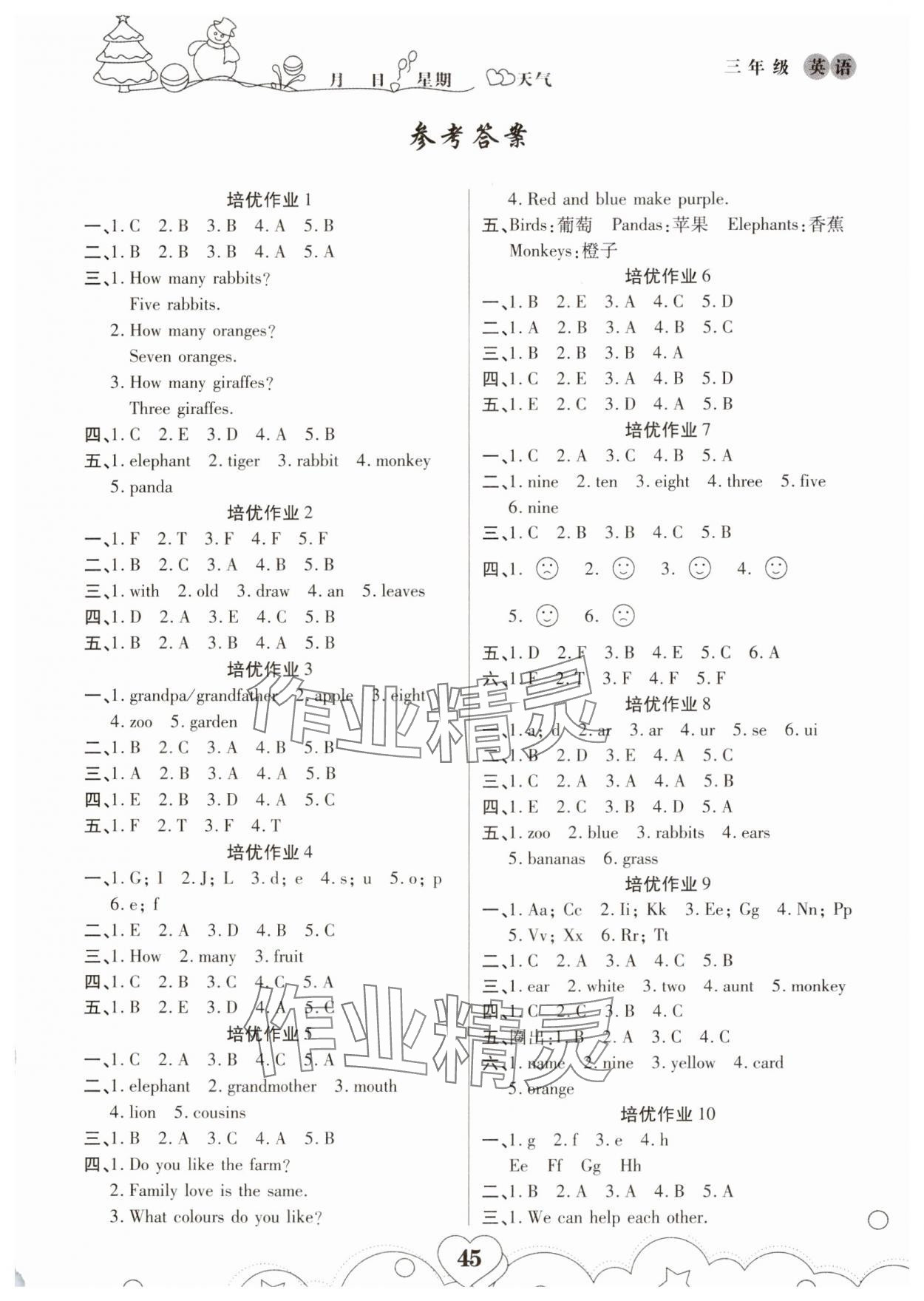 2025年培優(yōu)小狀元寒假作業(yè)三年級(jí)英語(yǔ)人教版 第1頁(yè)