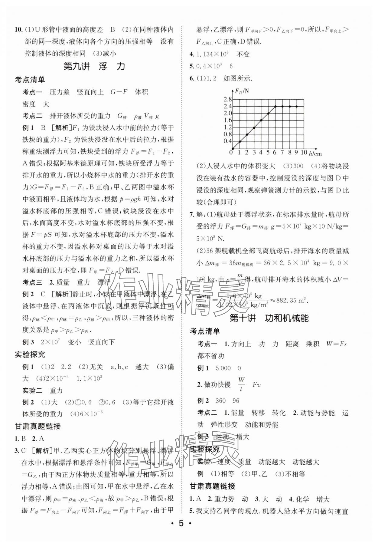 2025年中考零距離物理甘肅專版 參考答案第5頁(yè)