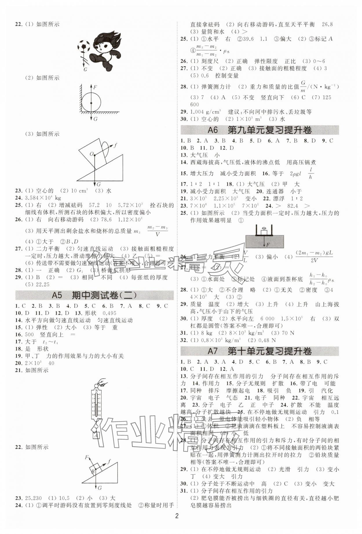2025年奪冠金卷八年級物理下冊蘇科版 參考答案第2頁