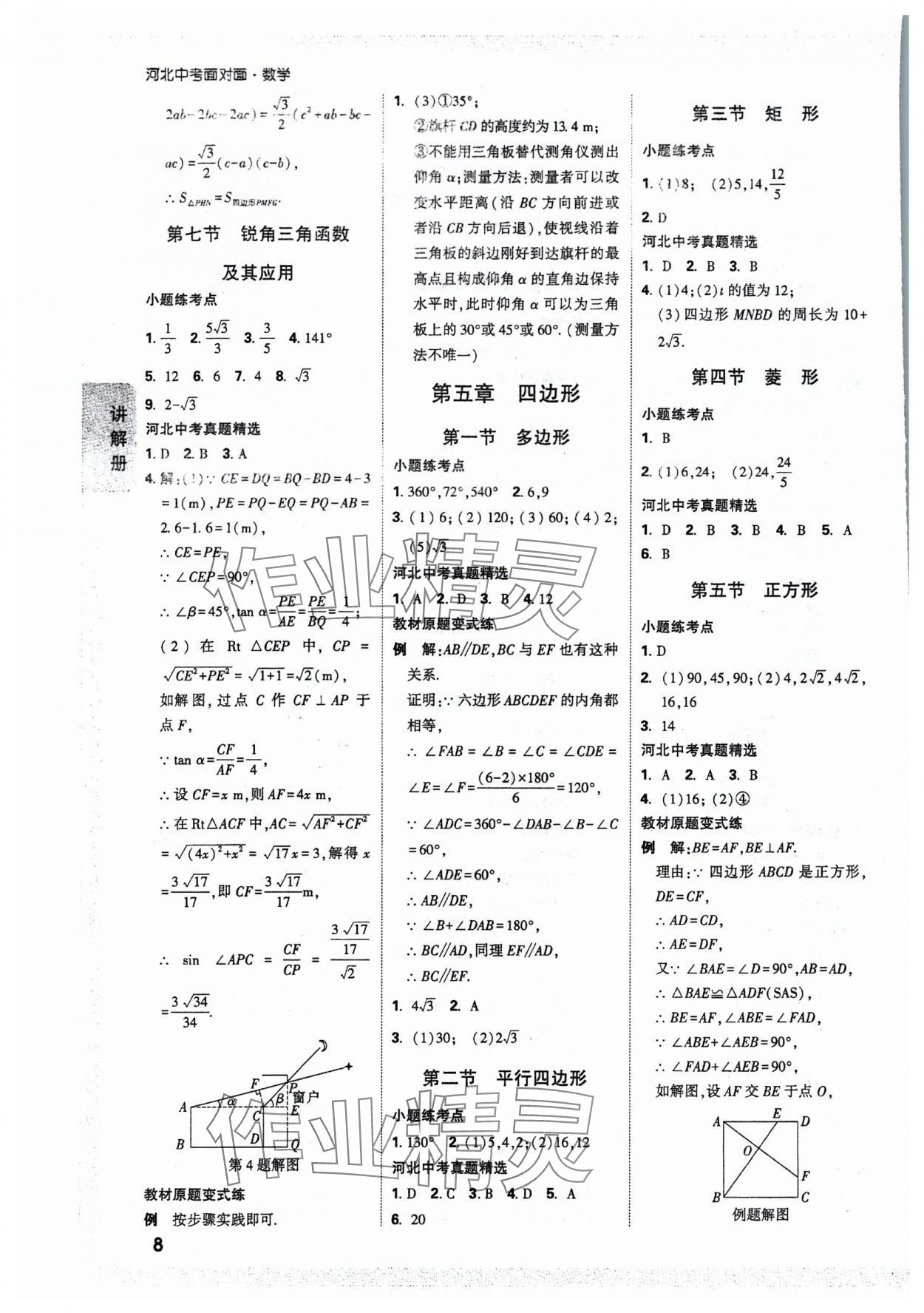 2025年中考面對(duì)面數(shù)學(xué)河北專版 參考答案第10頁(yè)