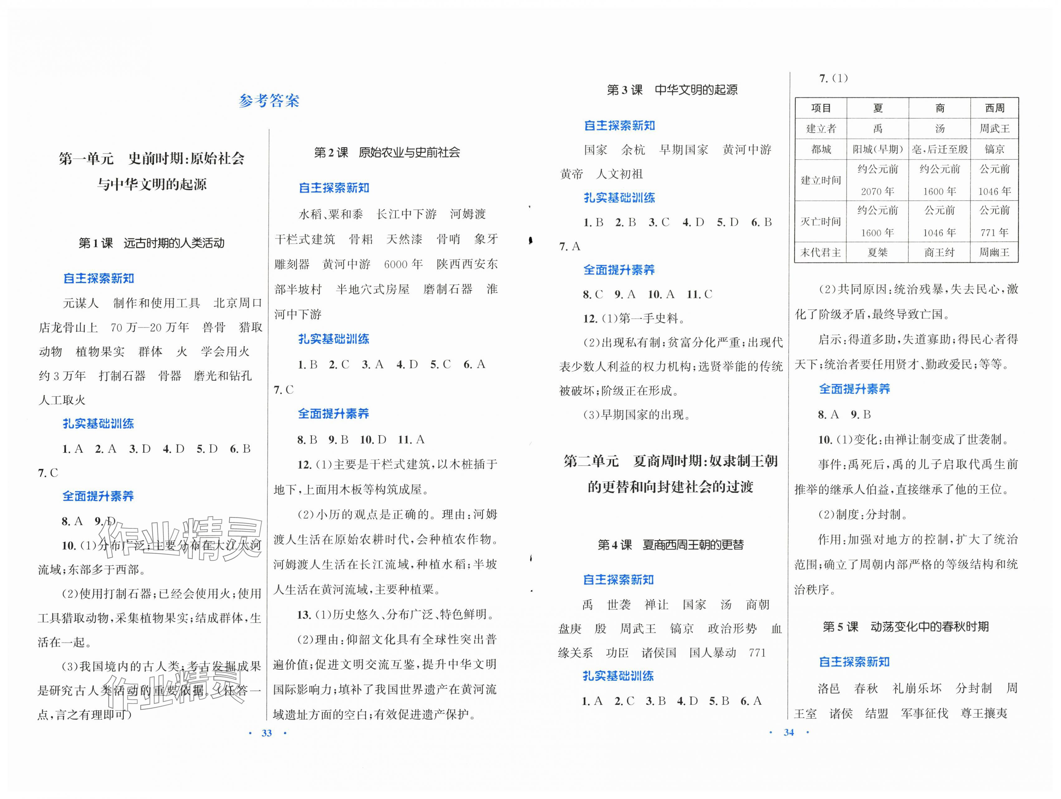 2025年初中同步测控优化设计课堂精练七年级中国历史上册人教版福建专版 第1页