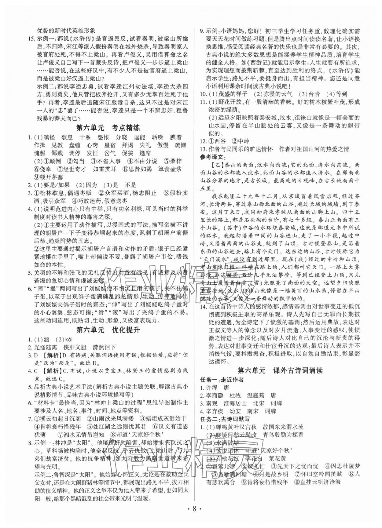 2025年基礎(chǔ)精練九年級語文全一冊人教版深圳專版 第8頁