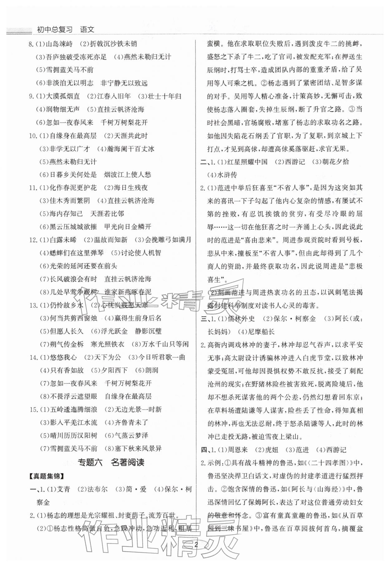 2026年初中总复习北京教育出版社九年级语文天津专版&nbsp;第2页