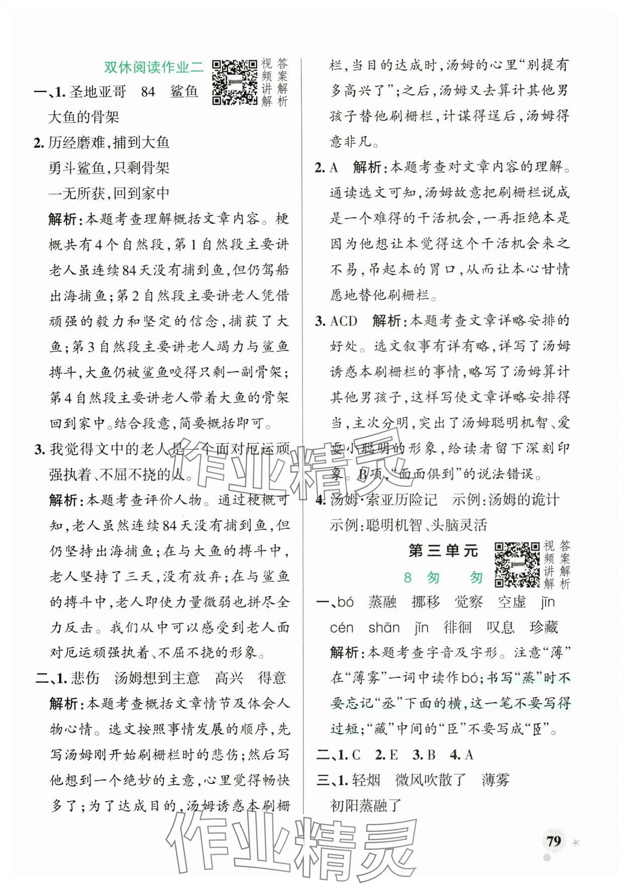 2025年綠卡小學(xué)作業(yè)本六年級語文下冊人教版河南專版 參考答案第11頁