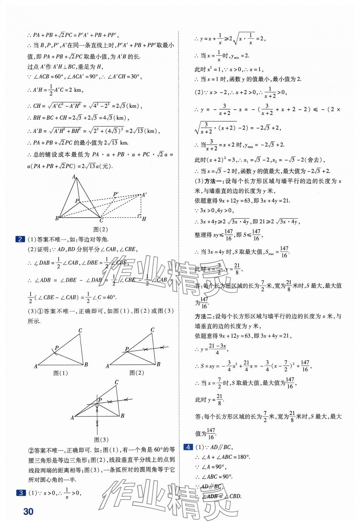 2024年金考卷中考45套匯編數(shù)學(xué)山西專版紫色封面 參考答案第30頁