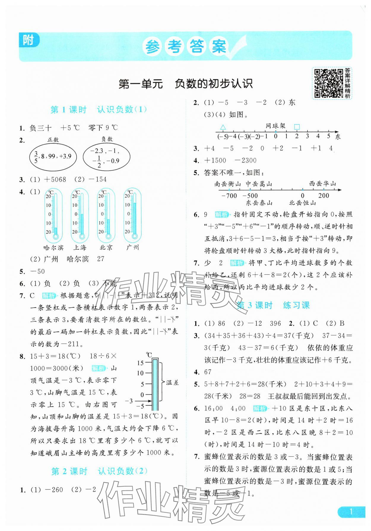 2024年亮点给力提优课时作业本五年级数学上册江苏版 参考答案第1页