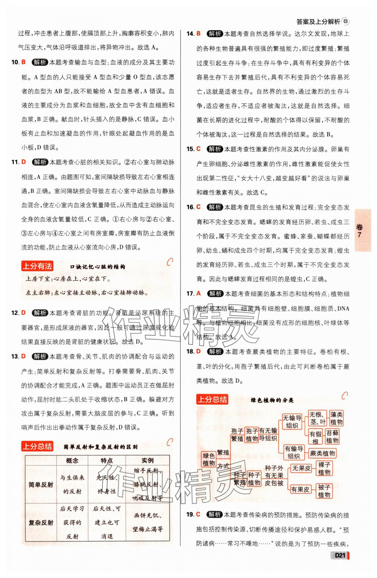 2025年中考必刷卷开明出版社生物河南专版&nbsp;参考答案第20页