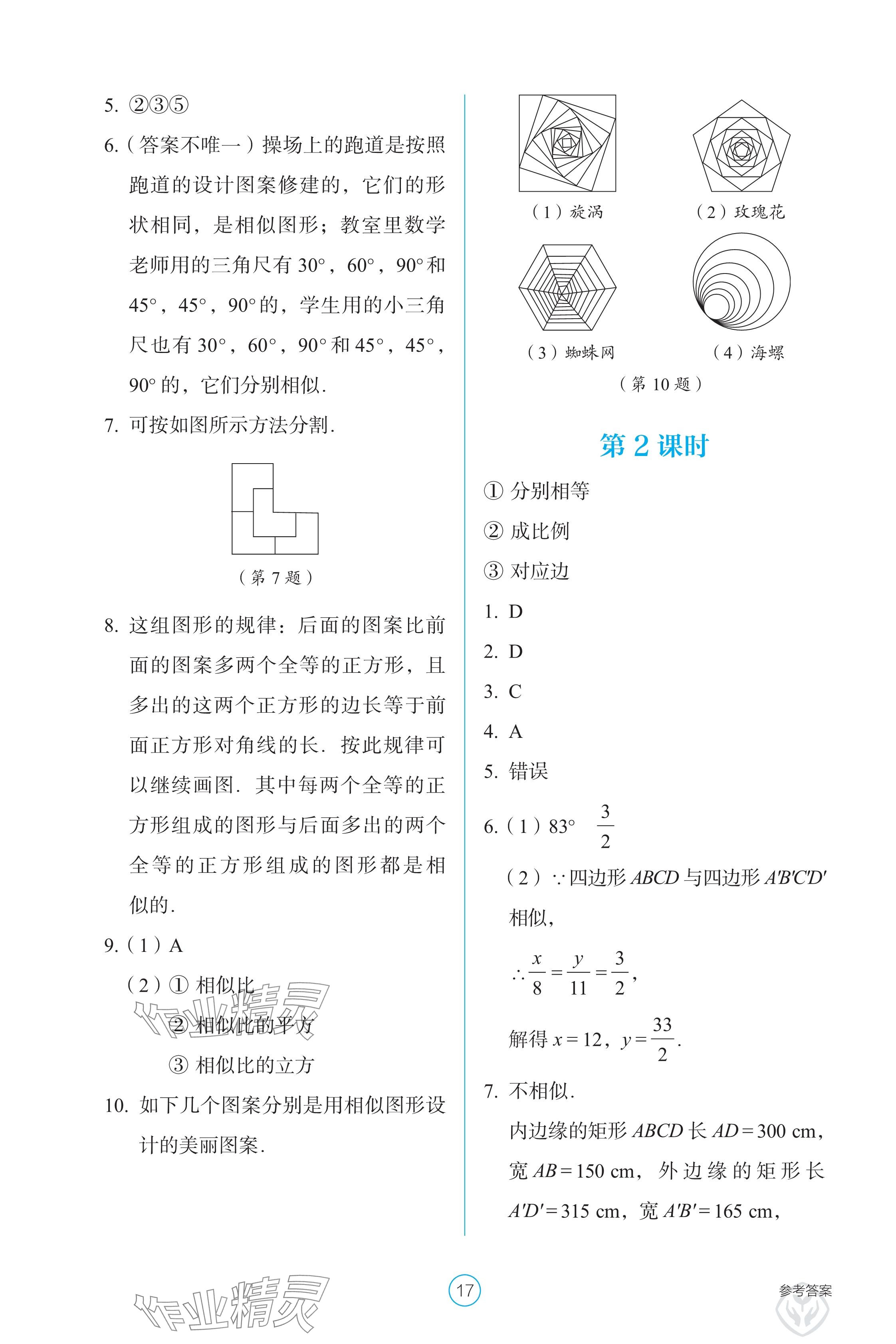 2025年学生基础性作业九年级数学下册人教版 参考答案第17页