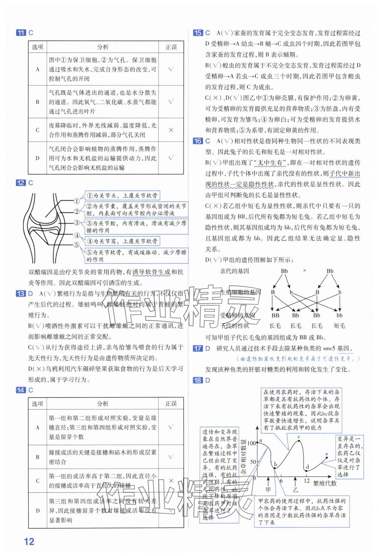 2024年金考卷45套匯編生物河南專版 第12頁