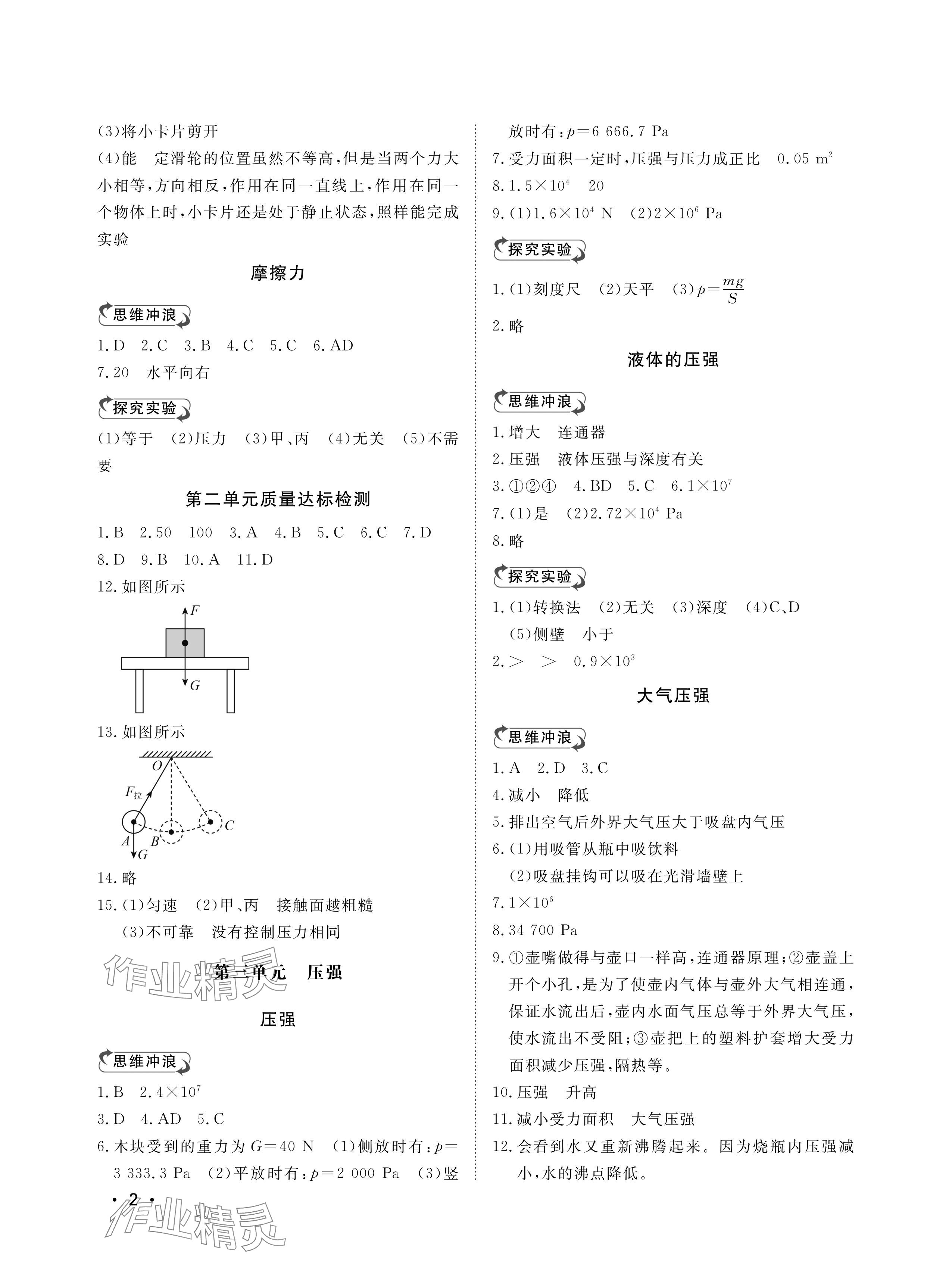 2024年行知天下八年级物理下册人教版 参考答案第2页