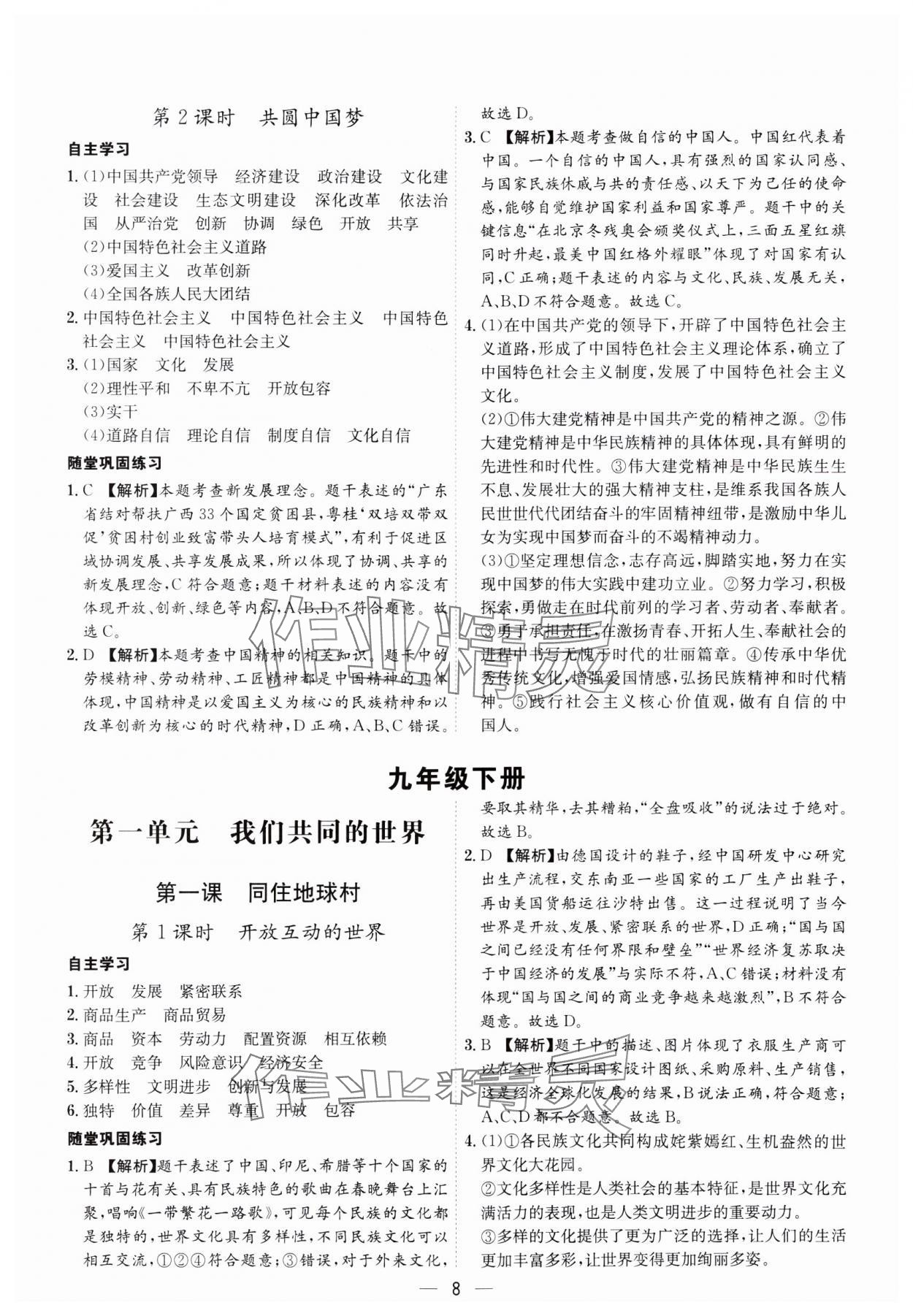 2023年名師金典九年級(jí)道德與法治全一冊(cè)人教版深圳專版 第8頁