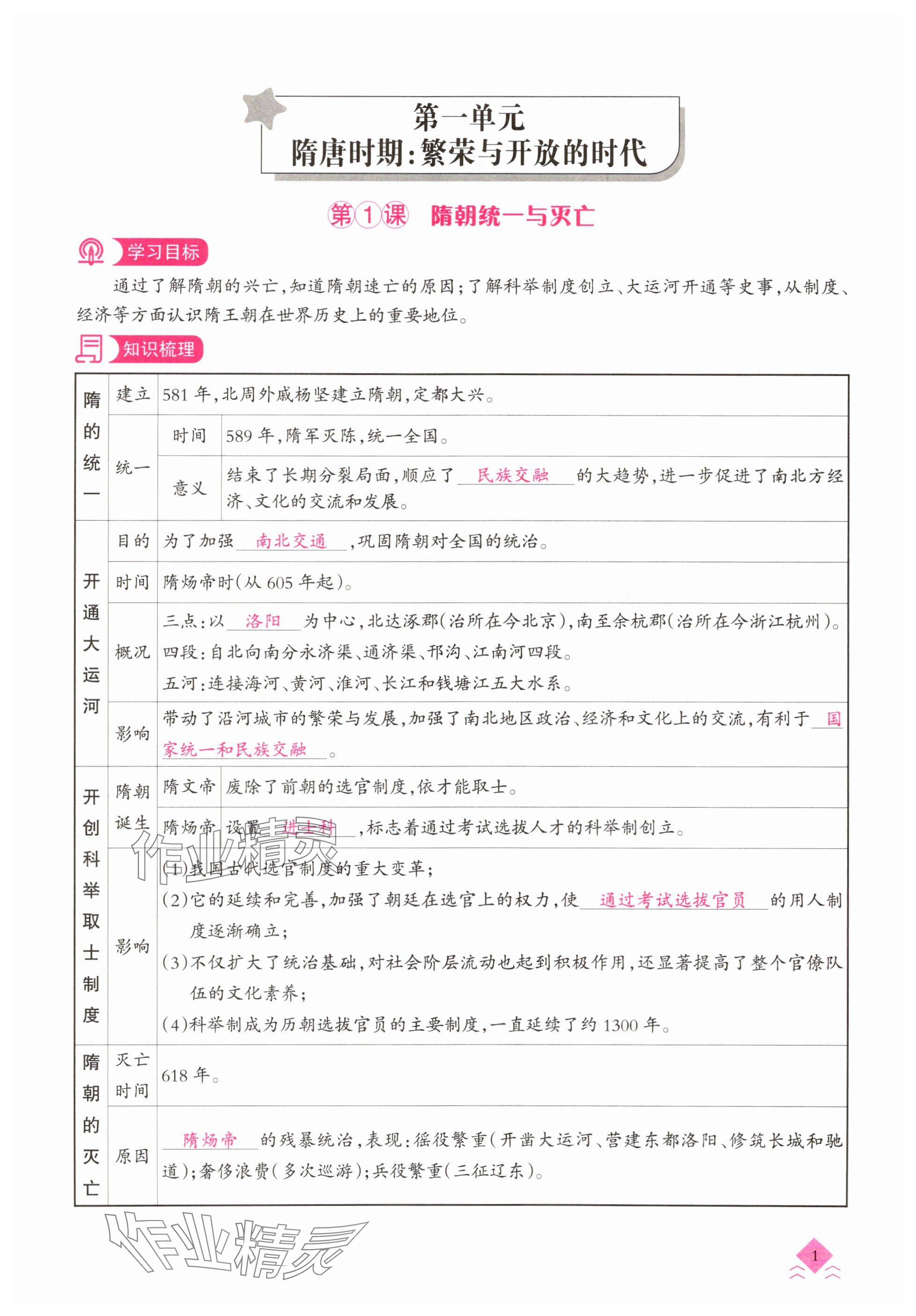 2025年快樂導練七年級歷史下冊人教版 第1頁